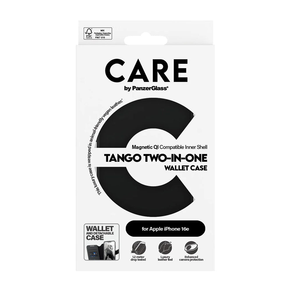 Deksel for Apple iPhone 16e, PanzerGlass, Care Feature Tango Two-in-One, Svart