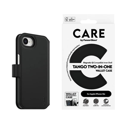 Deksel for Apple iPhone 16e, PanzerGlass, Care Feature Tango Two-in-One, Svart