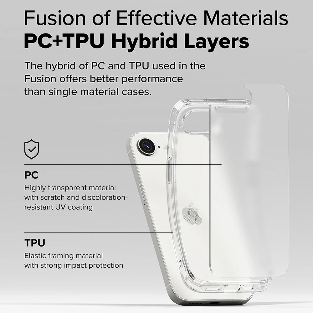 Deksel for Apple iPhone 17e / 16e, Ringke, Fusion, Frostet Transparent