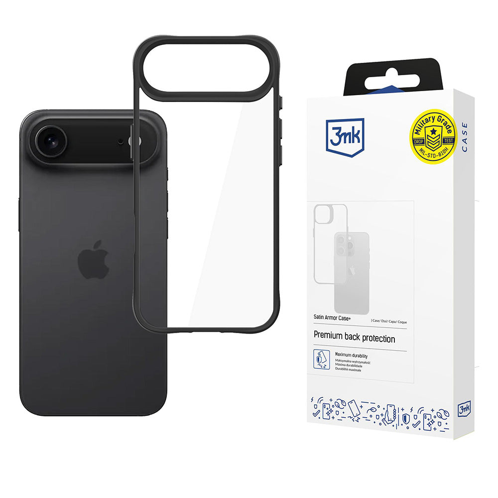 Deksel for Apple iPhone 17 Air, 3MK, Satin Armor Case+, Svart