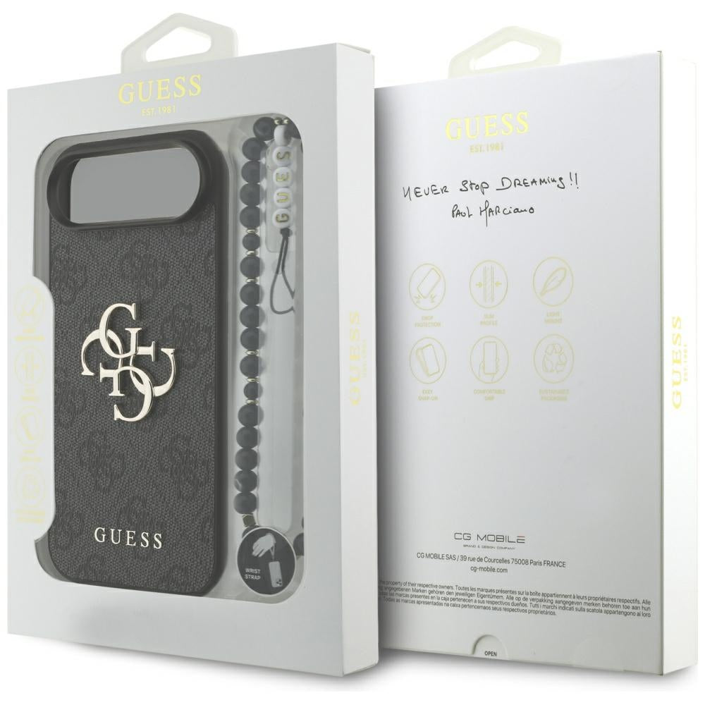 Deksel for Apple iPhone 17 Air, Guess, 4G Classic Logo with Strap, Svart