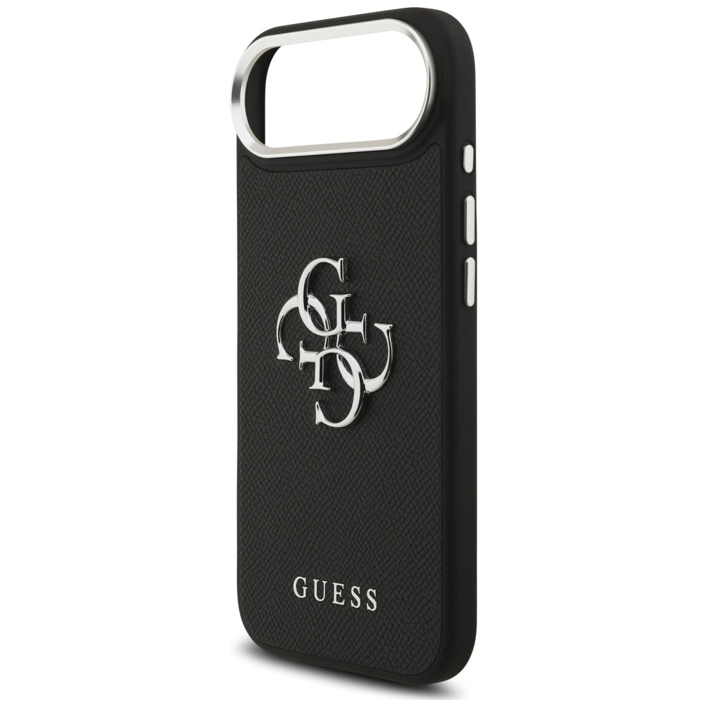Deksel for Apple iPhone 17 Air, Guess, 4G Grained Big and Classic Logo, Svart Sølv