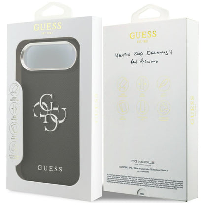 Deksel for Apple iPhone 17 Air, Guess, 4G Grained Big and Classic Logo, Svart Sølv