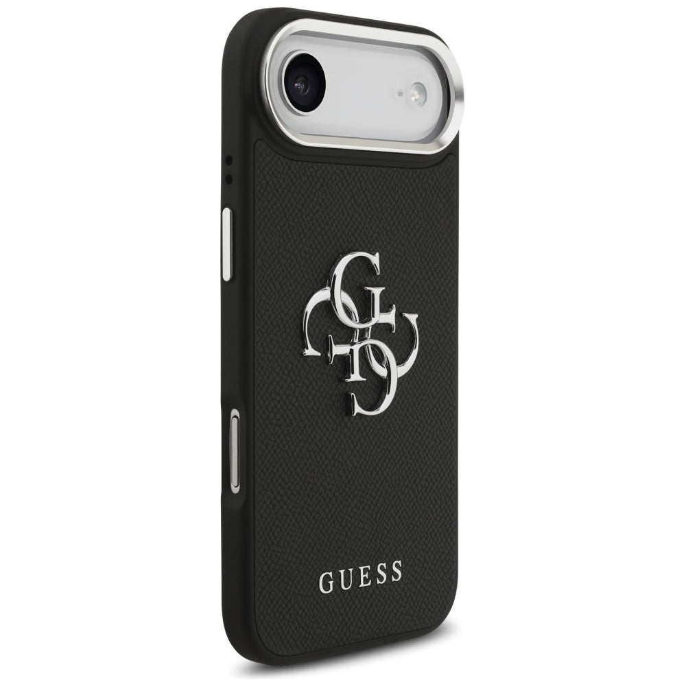 Deksel for Apple iPhone 17 Air, Guess, 4G Grained Big and Classic Logo, Svart Sølv