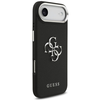 Deksel for Apple iPhone 17 Air, Guess, 4G Grained Big and Classic Logo, Svart Sølv