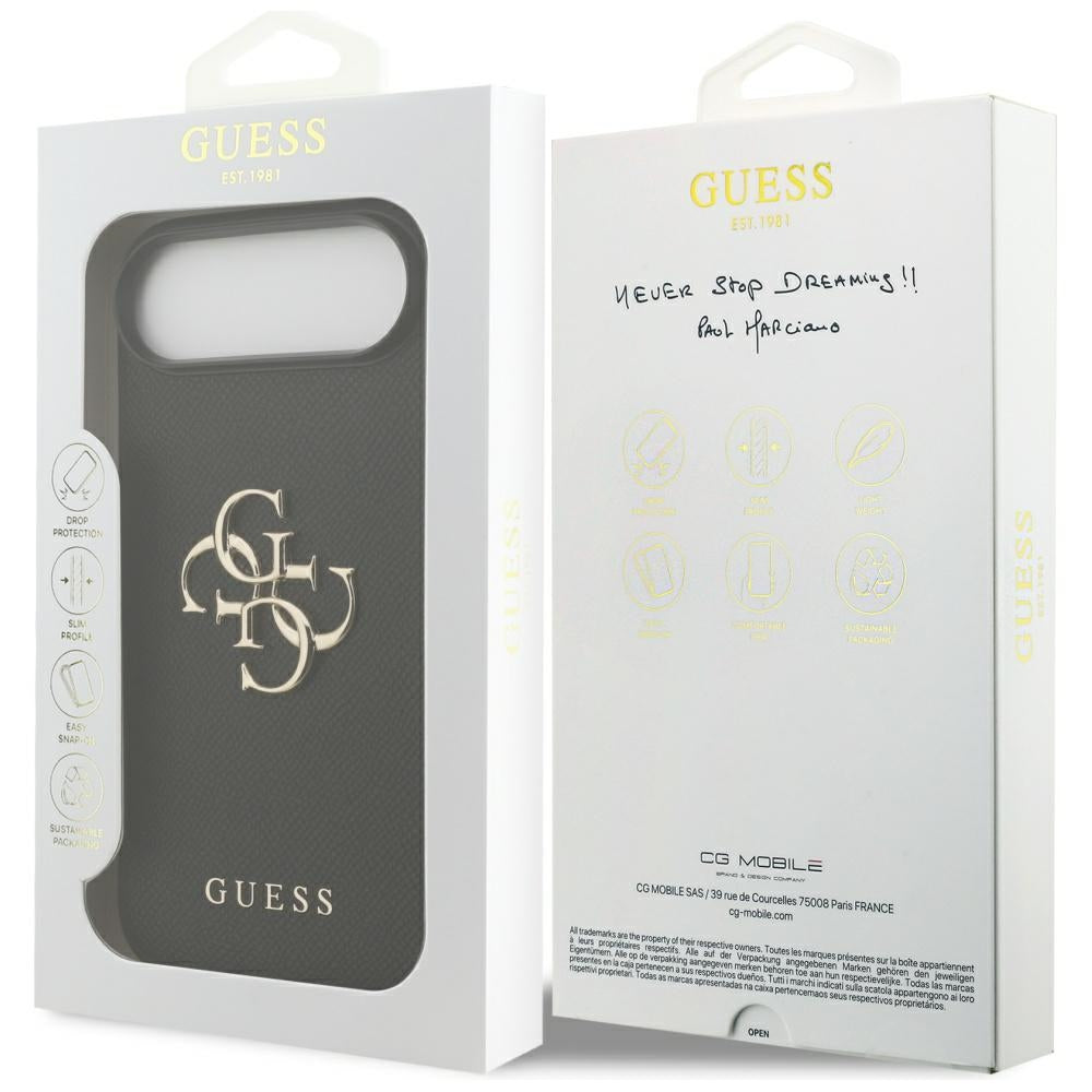 Deksel for Apple iPhone 17 Air, Guess, 4G Grained Big and Classic Logo, Svart