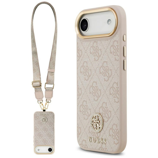 Deksel for Apple iPhone 17 Air, Guess, 4G Strass Logo and Big Strap, Rosa