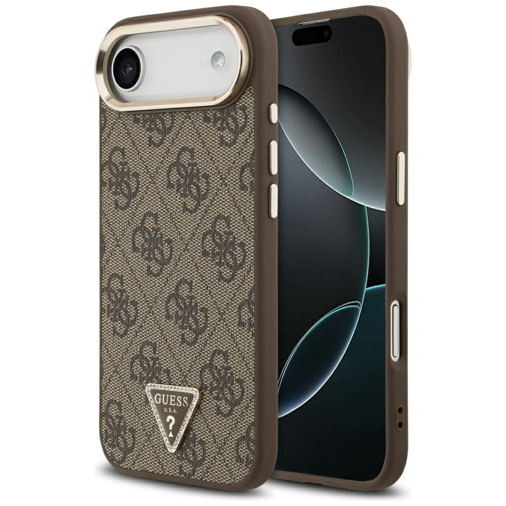 Deksel for Apple iPhone 17 Air, Guess, 4G Triangle Logo, Gyllenbrun