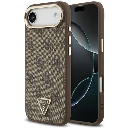 Deksel for Apple iPhone 17 Air, Guess, 4G Triangle Logo, Gyllenbrun