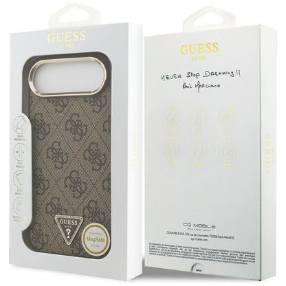 Deksel for Apple iPhone 17 Air, Guess, 4G Triangle Logo, Gyllenbrun