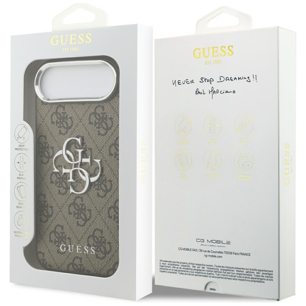 Deksel for Apple iPhone 17 Air, Guess, Big 4G Logo Classic, Brun Sølv