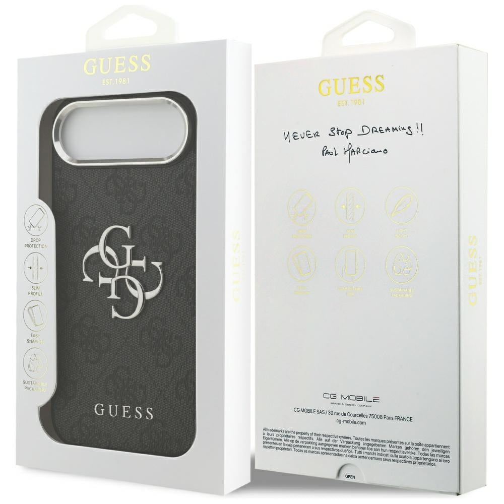 Deksel for Apple iPhone 17 Air, Guess, Big 4G Logo Classic, Svart Sølv