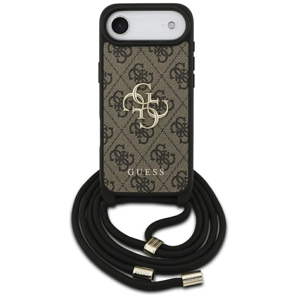 Deksel for Apple iPhone 17 Air, Guess, Crossbody Cord 4G Big Log, Brun
