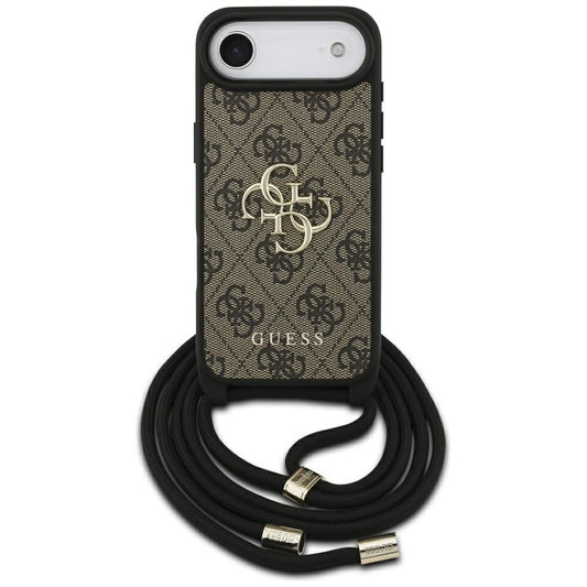 Deksel for Apple iPhone 17 Air, Guess, Crossbody Cord 4G Big Log, Brun