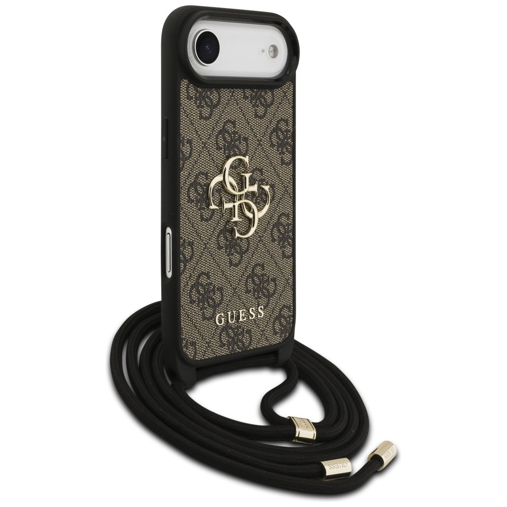 Deksel for Apple iPhone 17 Air, Guess, Crossbody Cord 4G Big Log, Brun
