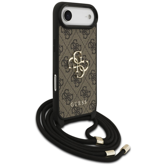 Deksel for Apple iPhone 17 Air, Guess, Crossbody Cord 4G Big Log, Brun