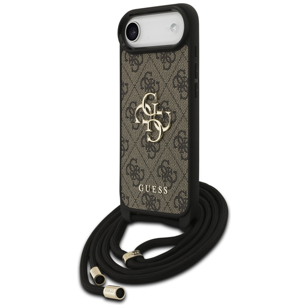 Deksel for Apple iPhone 17 Air, Guess, Crossbody Cord 4G Big Log, Brun