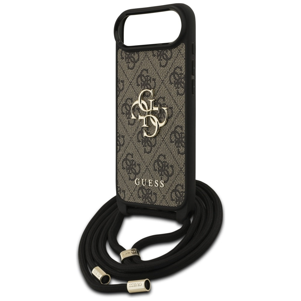 Deksel for Apple iPhone 17 Air, Guess, Crossbody Cord 4G Big Log, Brun