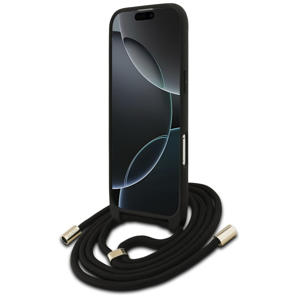 Deksel for Apple iPhone 17 Air, Guess, Crossbody Cord 4G Big Log, Brun