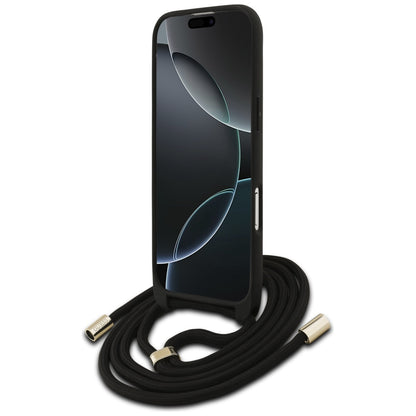 Deksel for Apple iPhone 17 Air, Guess, Crossbody Cord 4G Big Log, Brun