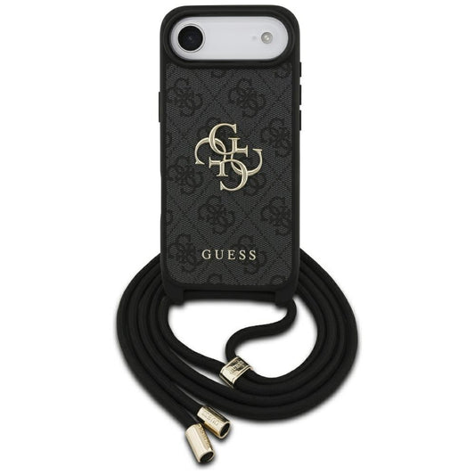 Deksel for Apple iPhone 17 Air, Guess, Crossbody Cord 4G Big Log, Svart