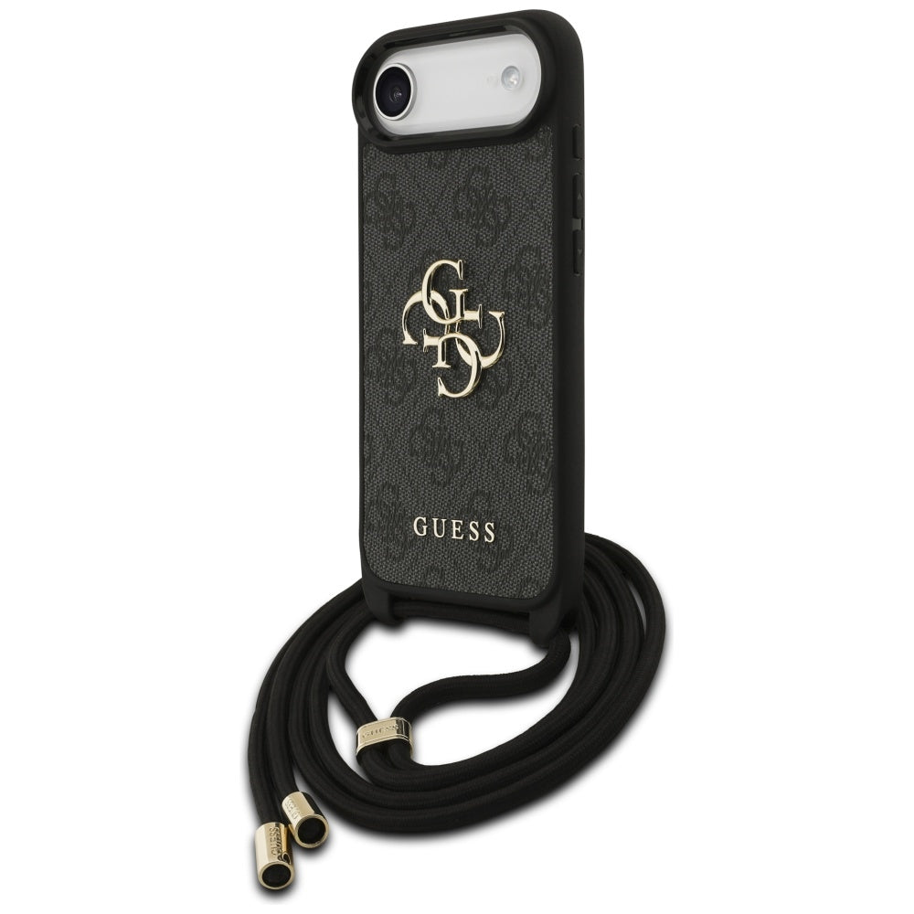 Deksel for Apple iPhone 17 Air, Guess, Crossbody Cord 4G Big Log, Svart