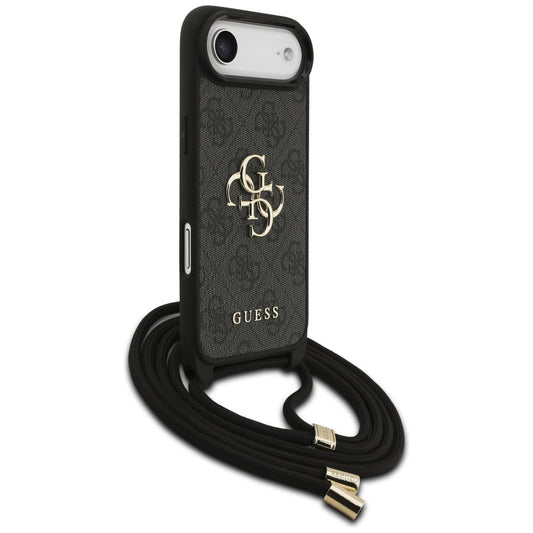 Deksel for Apple iPhone 17 Air, Guess, Crossbody Cord 4G Big Log, Svart