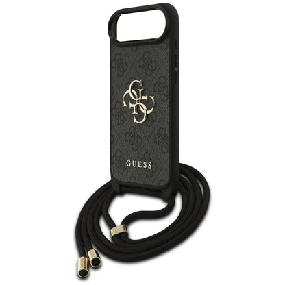 Deksel for Apple iPhone 17 Air, Guess, Crossbody Cord 4G Big Log, Svart
