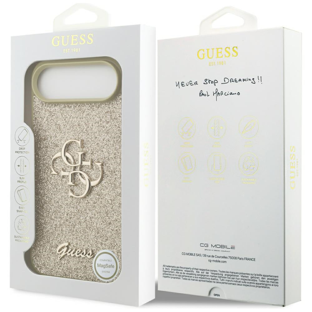 Deksel for Apple iPhone 17 Air, Guess, Fixed Glitter Big 4G, Gull