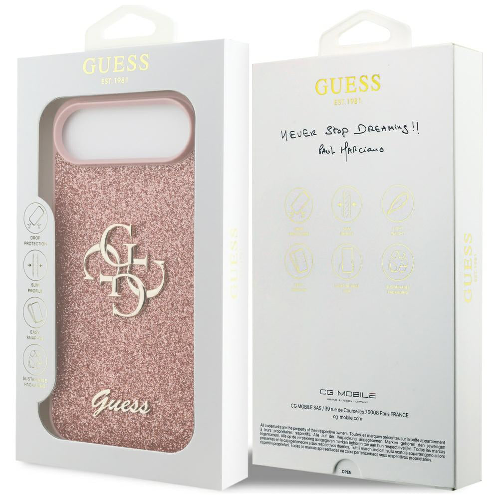 Deksel for Apple iPhone 17 Air, Guess, Fixed Glitter Big 4G, Rosa