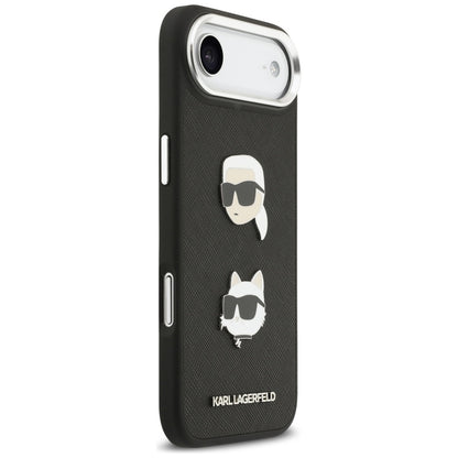 Deksel for Apple iPhone 17 Air, Karl Lagerfeld, Grained Karl & Choupette's Heads Pins and Logo, Svart