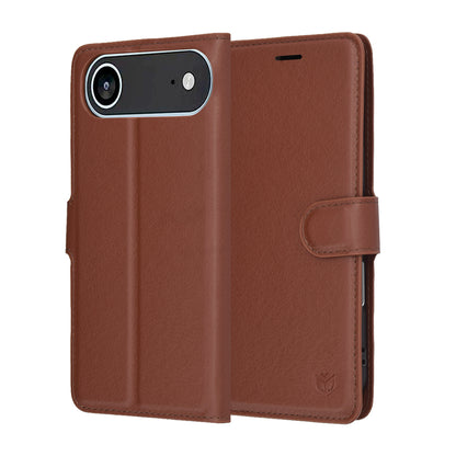 Deksel for Apple iPhone 17 Air, Techsuit, Leather Folio, Brun