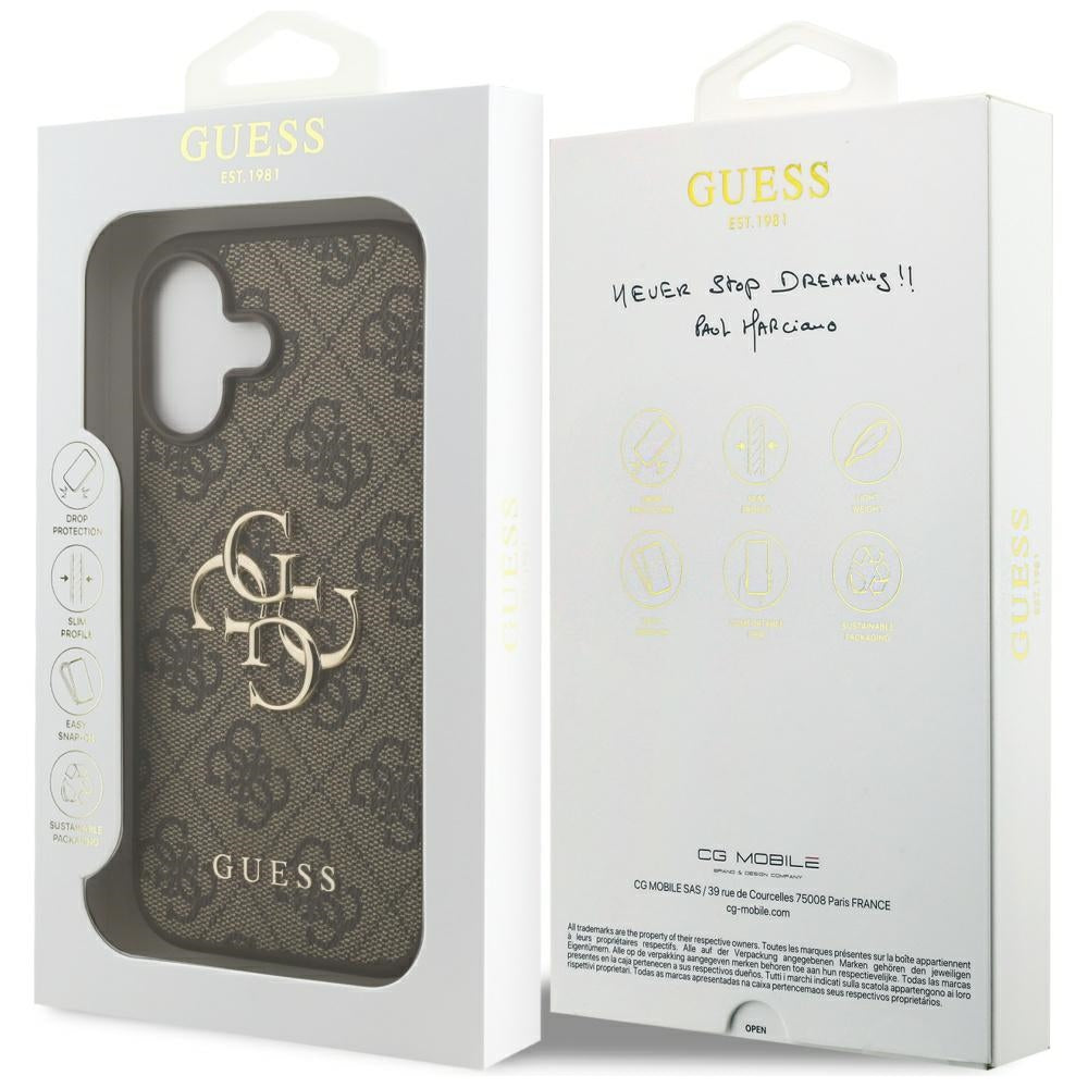 Deksel for Apple iPhone 17, Guess, 4G Big Logo, Brun