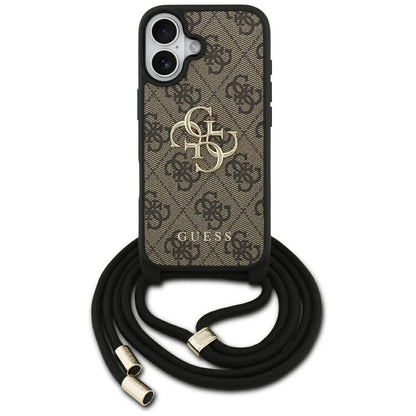 Deksel for Apple iPhone 17, Guess, 4G CBDY Big Logo with Cord Strap, Brun