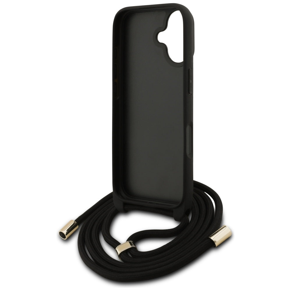 Deksel for Apple iPhone 17, Guess, 4G CBDY Big Logo with Cord Strap, Brun
