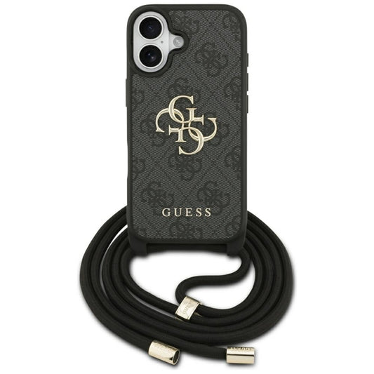 Deksel for Apple iPhone 17, Guess, 4G CBDY Big Logo with Cord Strap, Svart
