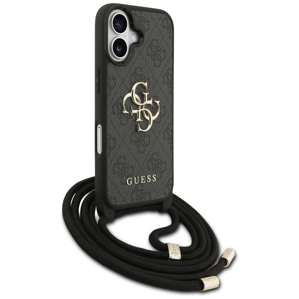 Deksel for Apple iPhone 17, Guess, 4G CBDY Big Logo with Cord Strap, Svart