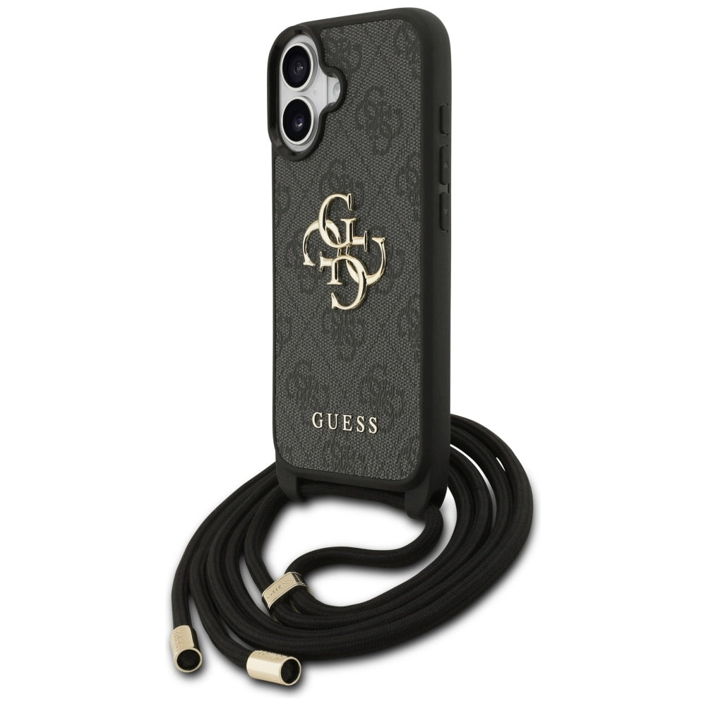 Deksel for Apple iPhone 17, Guess, 4G CBDY Big Logo with Cord Strap, Svart