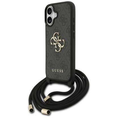 Deksel for Apple iPhone 17, Guess, 4G CBDY Big Logo with Cord Strap, Svart