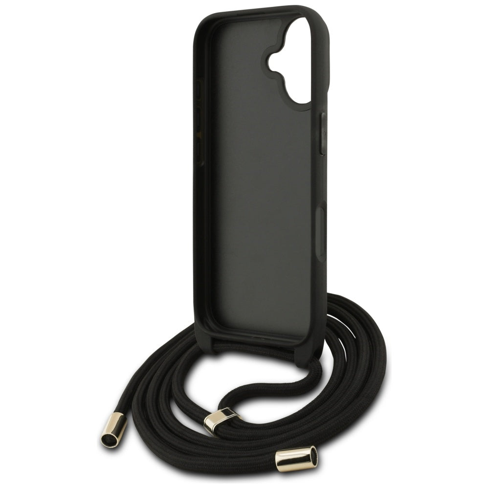 Deksel for Apple iPhone 17, Guess, 4G CBDY Big Logo with Cord Strap, Svart