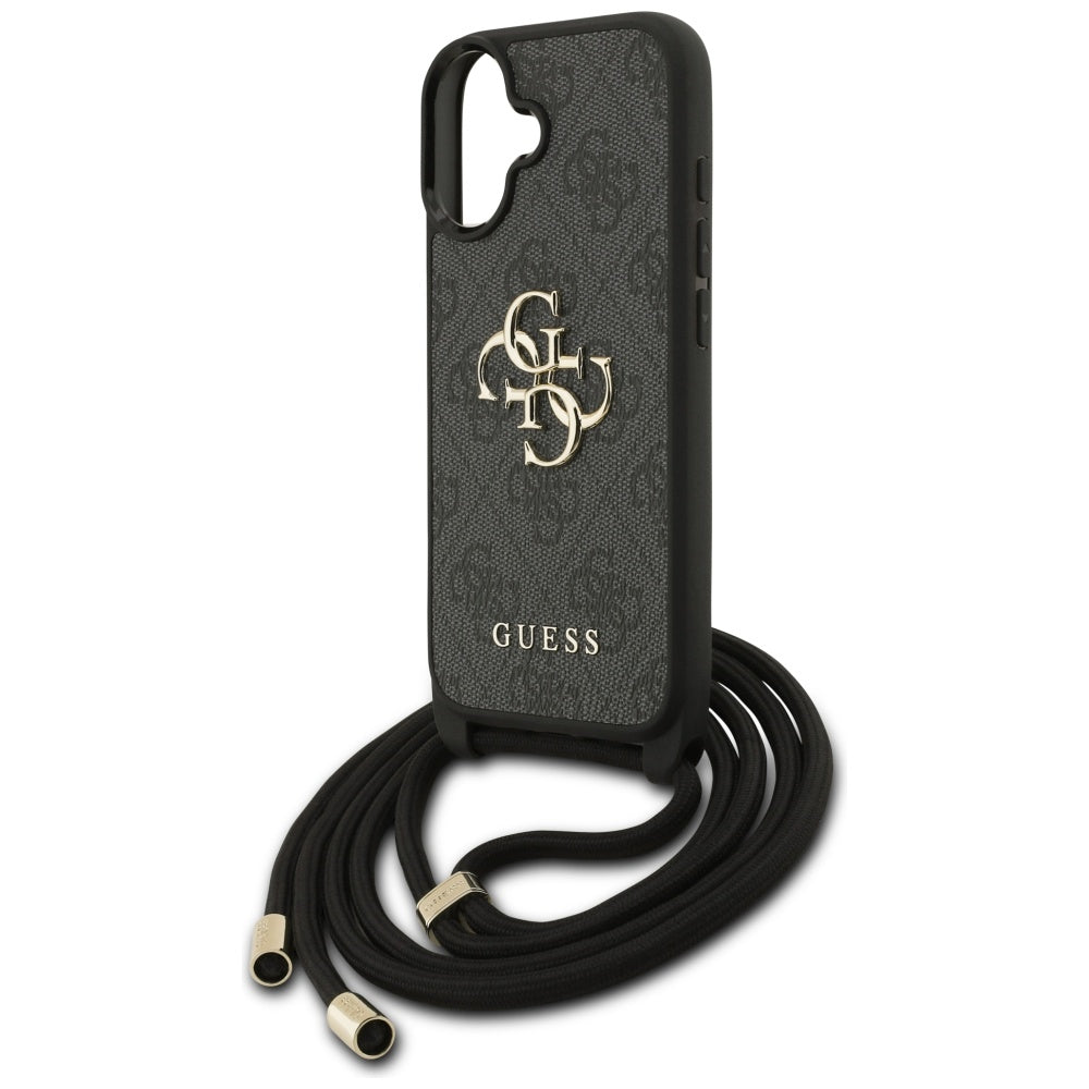 Deksel for Apple iPhone 17, Guess, 4G CBDY Big Logo with Cord Strap, Svart
