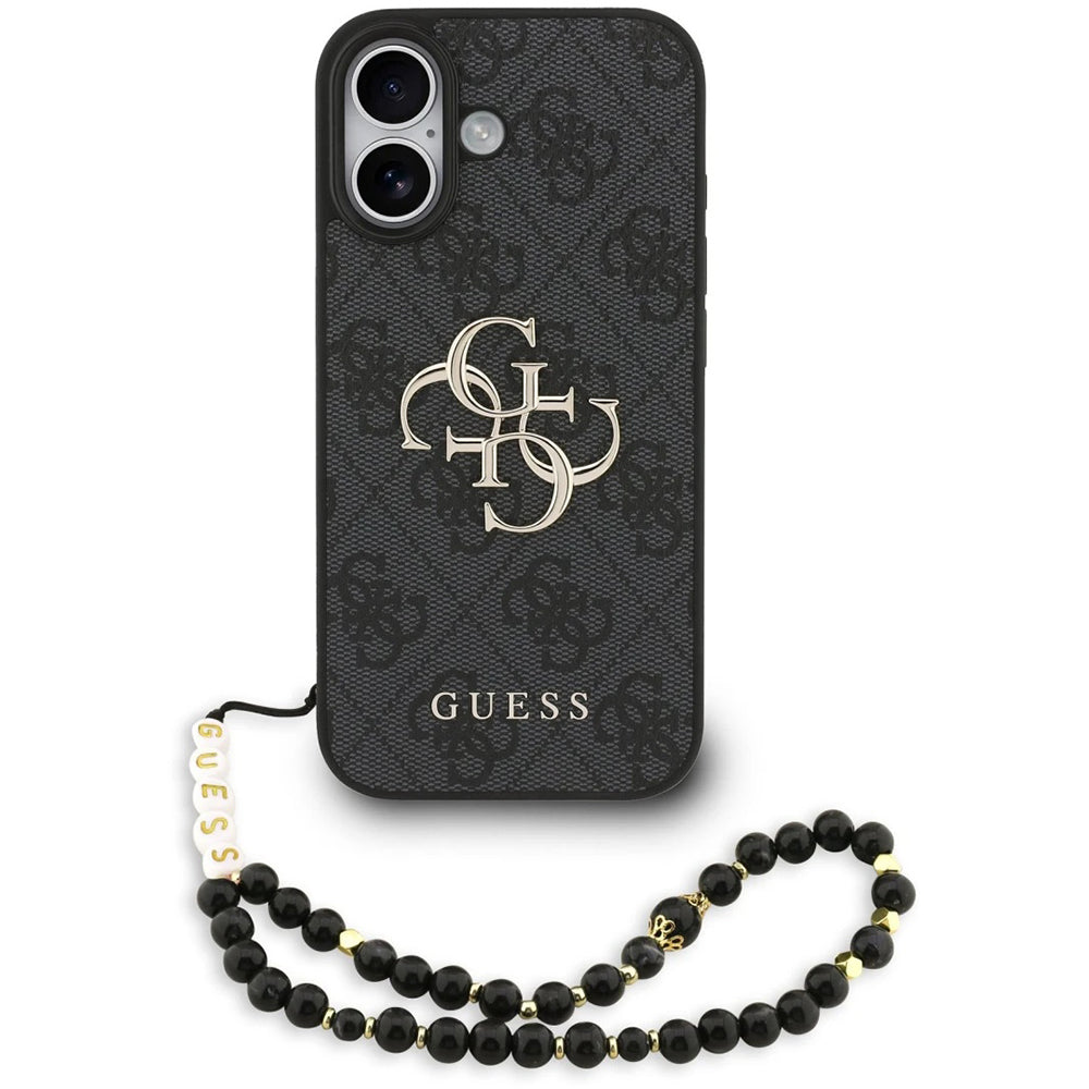 Deksel for Apple iPhone 17, Guess, 4G Classic Logo with Strap, Svart