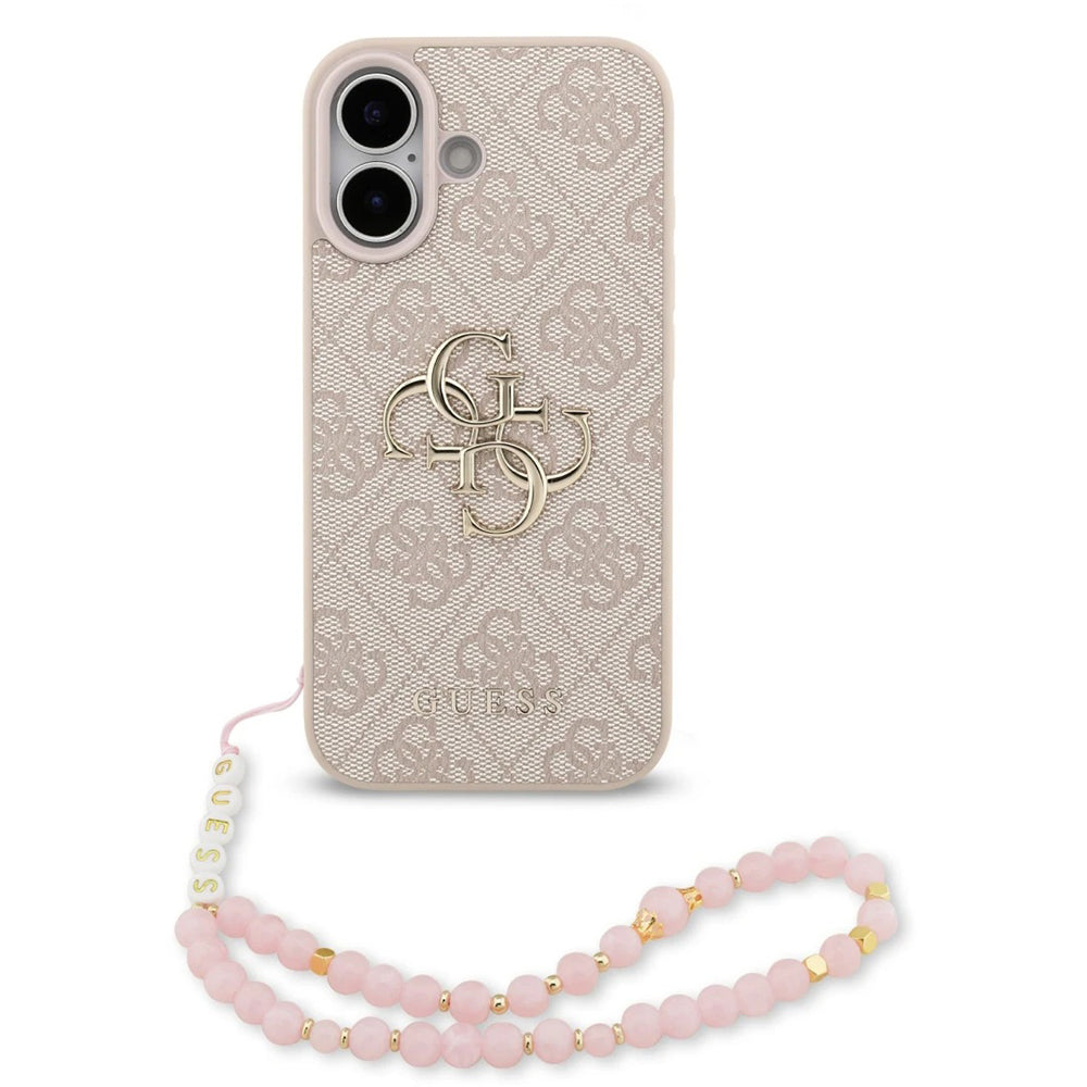 Deksel for Apple iPhone 17, Guess, 4G Classic Logo with Strap, Rosa