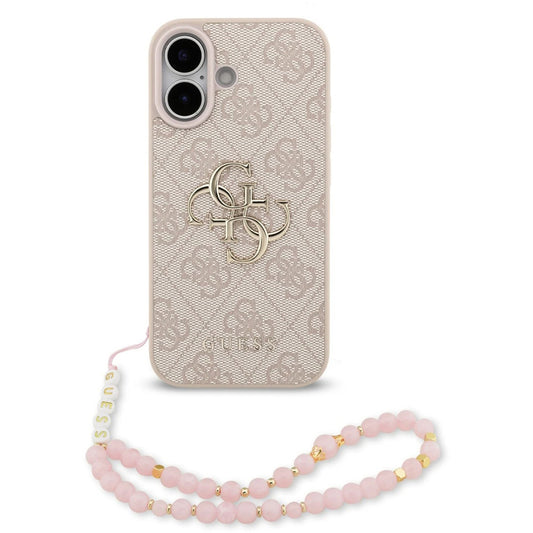 Deksel for Apple iPhone 17, Guess, 4G Classic Logo with Strap, Rosa