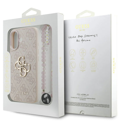 Deksel for Apple iPhone 17, Guess, 4G Classic Logo with Strap, Rosa