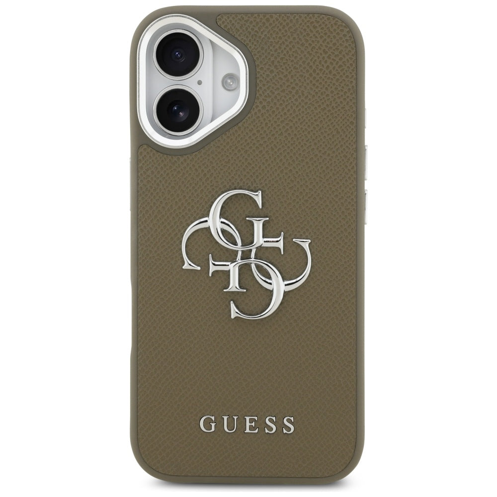 Deksel for Apple iPhone 17, Guess, 4G Grained Big And Classic Logo, Brun Sølv