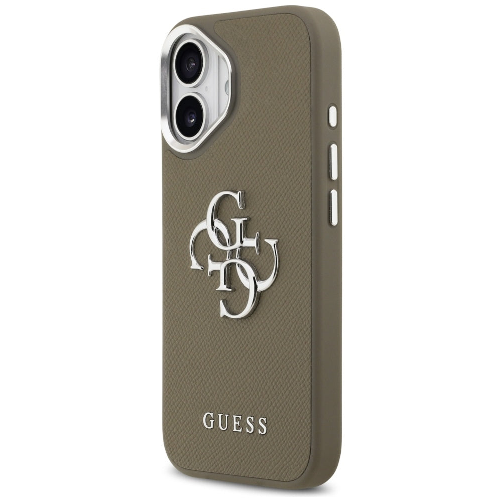 Deksel for Apple iPhone 17, Guess, 4G Grained Big And Classic Logo, Brun Sølv