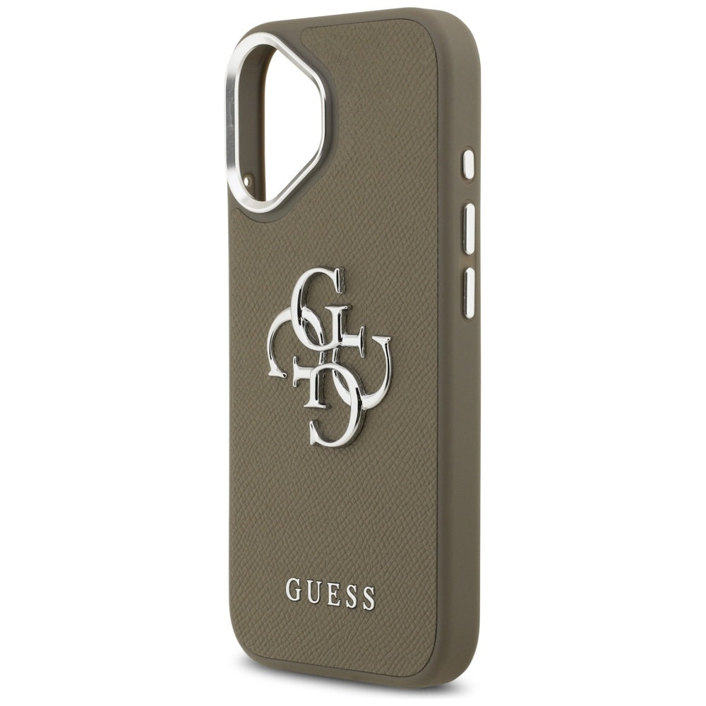 Deksel for Apple iPhone 17, Guess, 4G Grained Big And Classic Logo, Brun Sølv