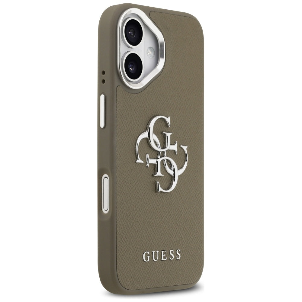 Deksel for Apple iPhone 17, Guess, 4G Grained Big And Classic Logo, Brun Sølv