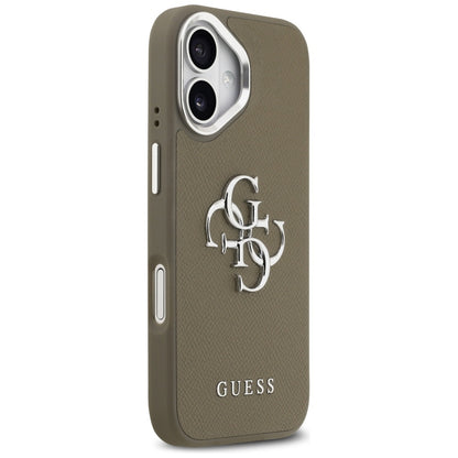 Deksel for Apple iPhone 17, Guess, 4G Grained Big And Classic Logo, Brun Sølv
